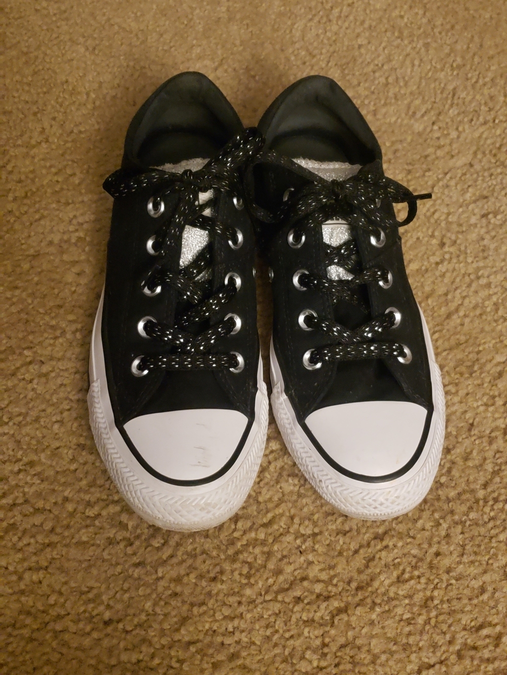 Converse Chuck Taylor All Star Glitter Low Top Black & White Sneakers